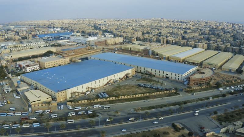 Aerial view of the T&C Garments factory in El Obour City