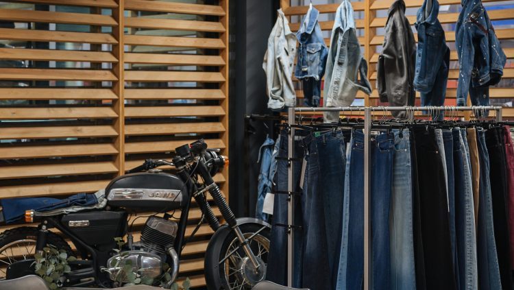 Denim garments in the T&C Garments showroom